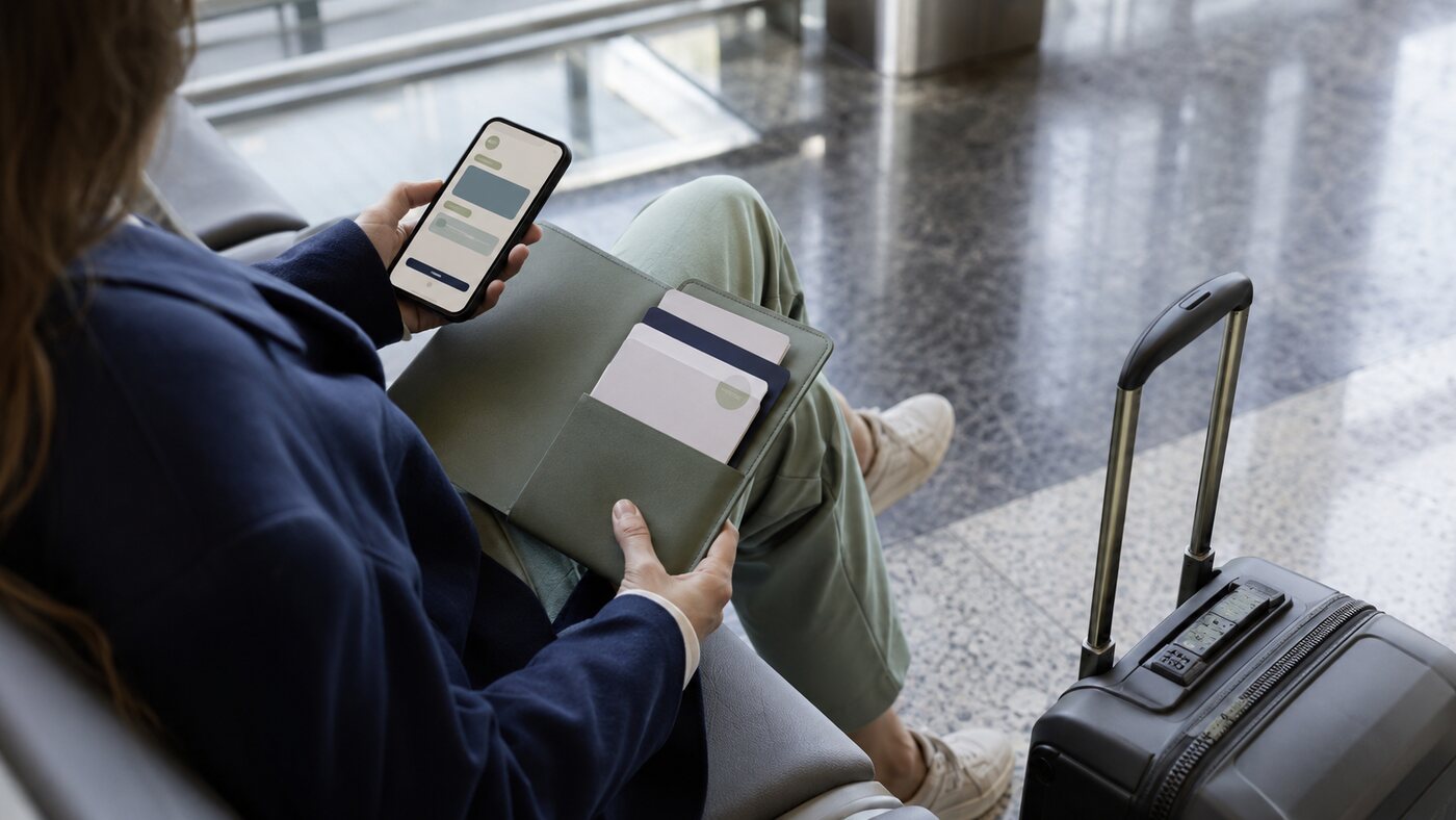Traveler accessing trip confirmations offline at a terminal