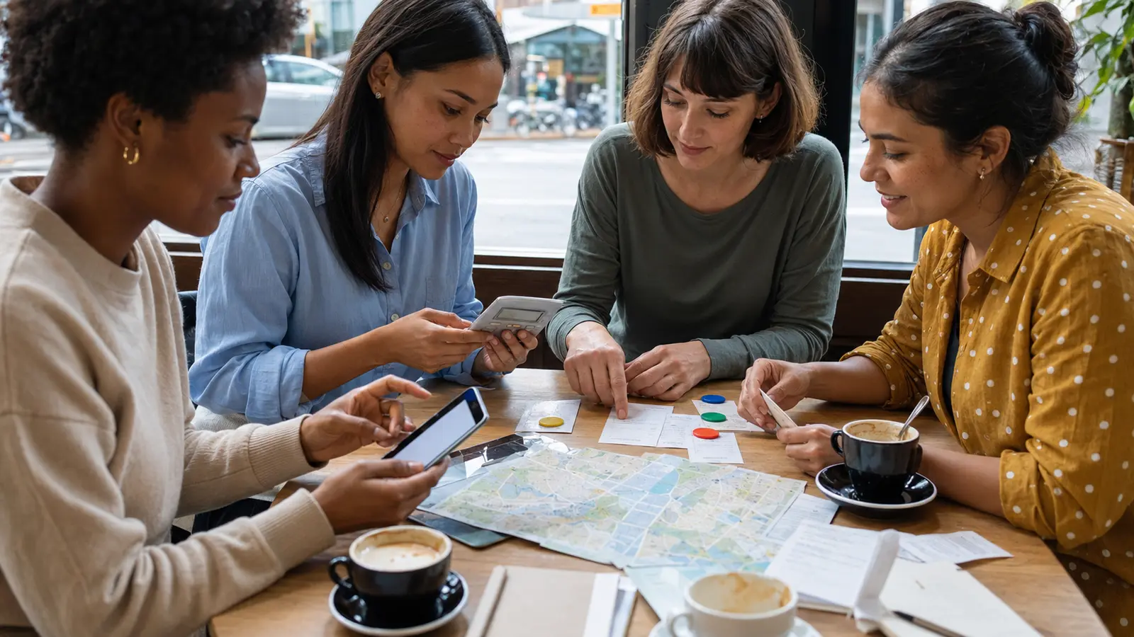 Friends recording and splitting shared travel expenses