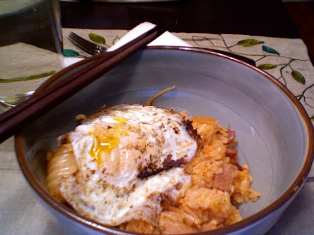 Kimchi fried rice with fried egg