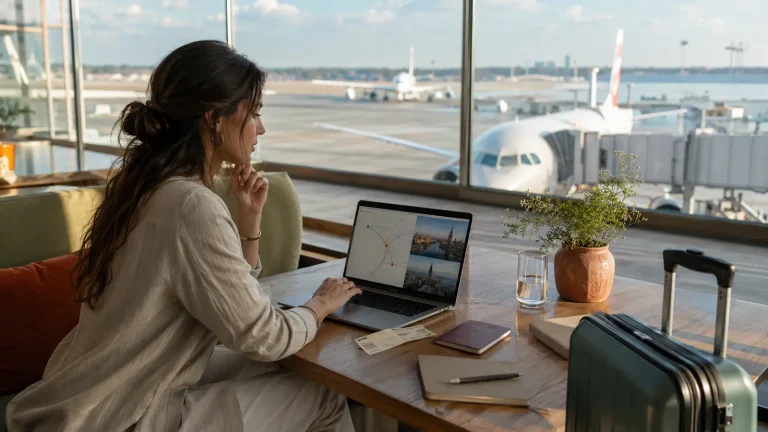 Traveler planning an open-jaw flight route between two European cities