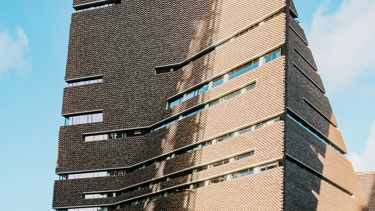 Angular brick facade of Tate Modern at Bankside in London
