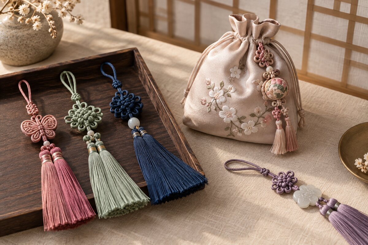 Korean maedeup knot and norigae tassel accessories