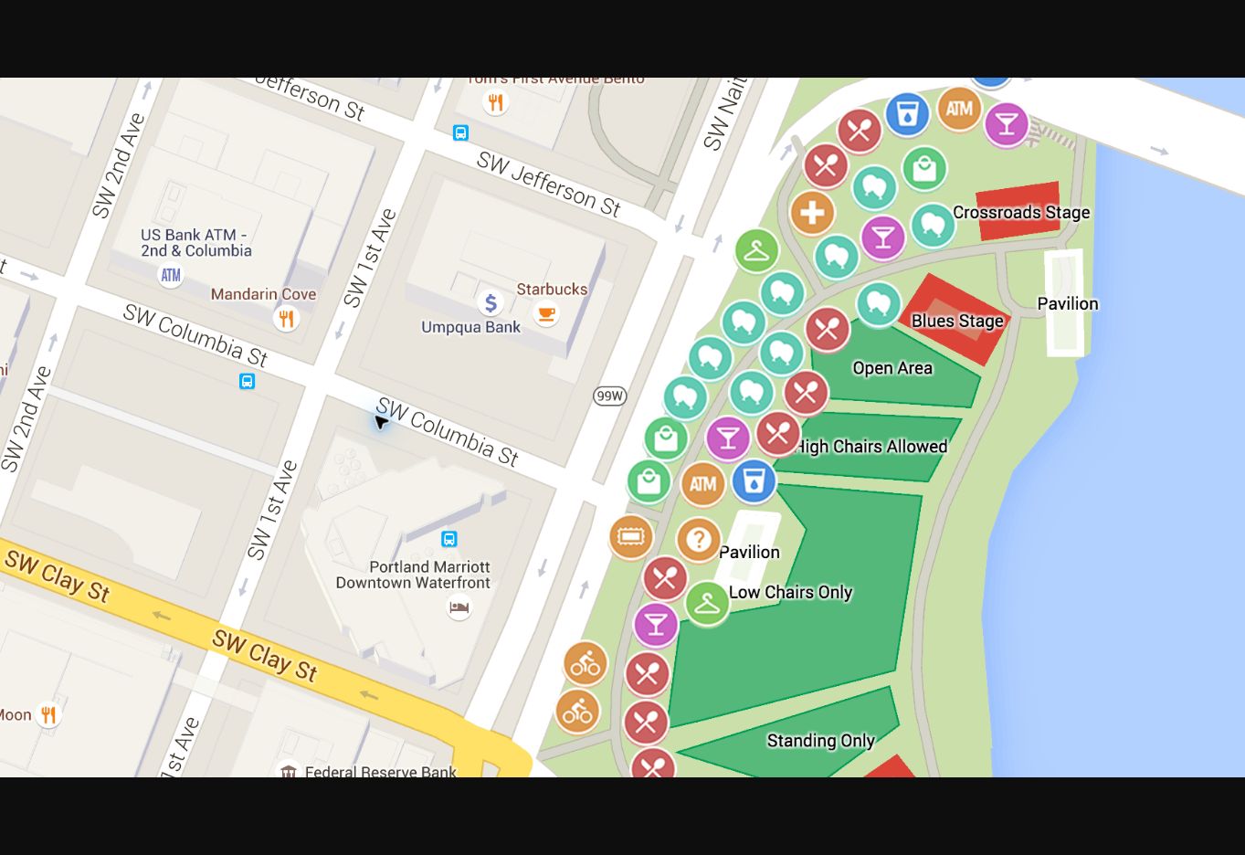 Official Google My Maps example with custom icons colors labels and map shapes