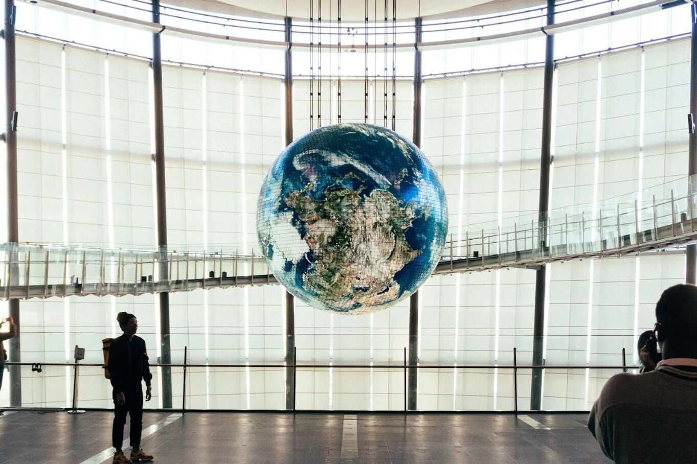 The Geo-Cosmos globe inside Miraikan in Tokyo